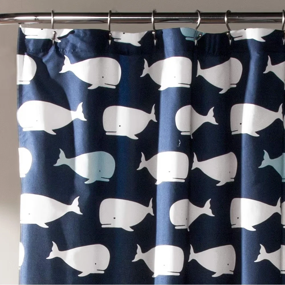 Lush Decor Whale Shower Curtain Ocean Fish Animal Print Design 72